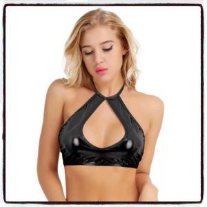 BDSM Sexy Bandeau Crop Top Latex Goth Punk Glam